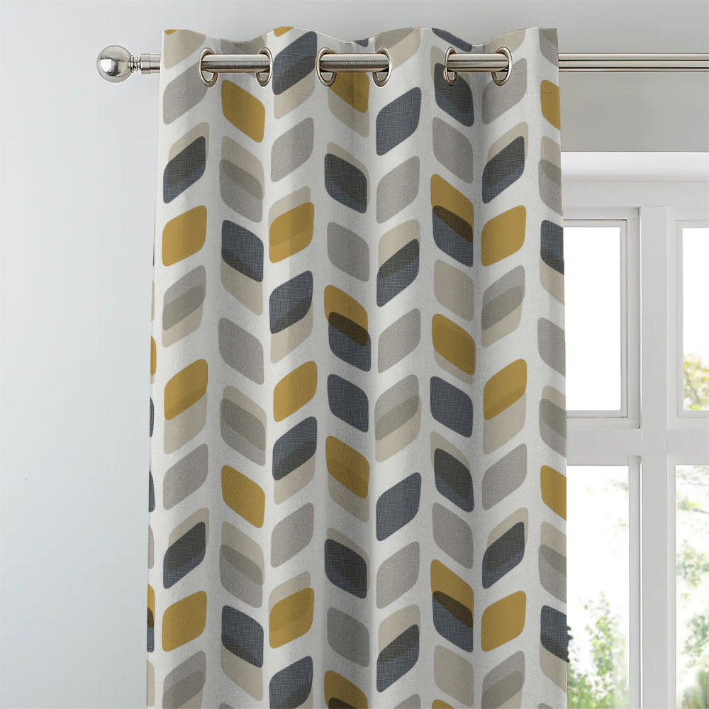Elegant Geometric Print Room Darkening Curtain - Set of 2 - DS395A