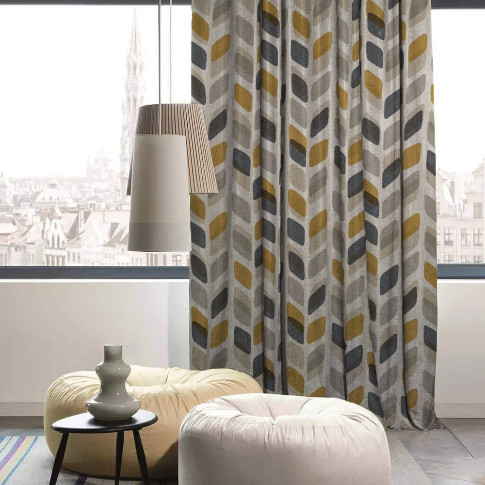 Elegant Geometric Print Room Darkening Curtain - Set of 2 - DS395A