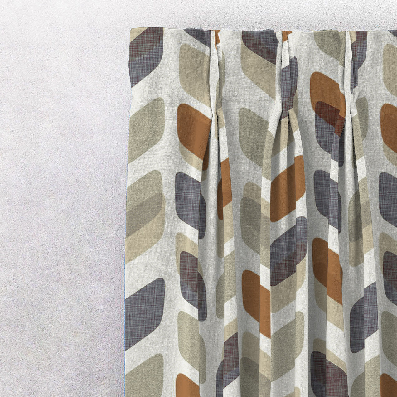 Abstract Cubes Geometric Brown Heavy Satin Room Darkening Curtains Set Of 2 - (DS395D)