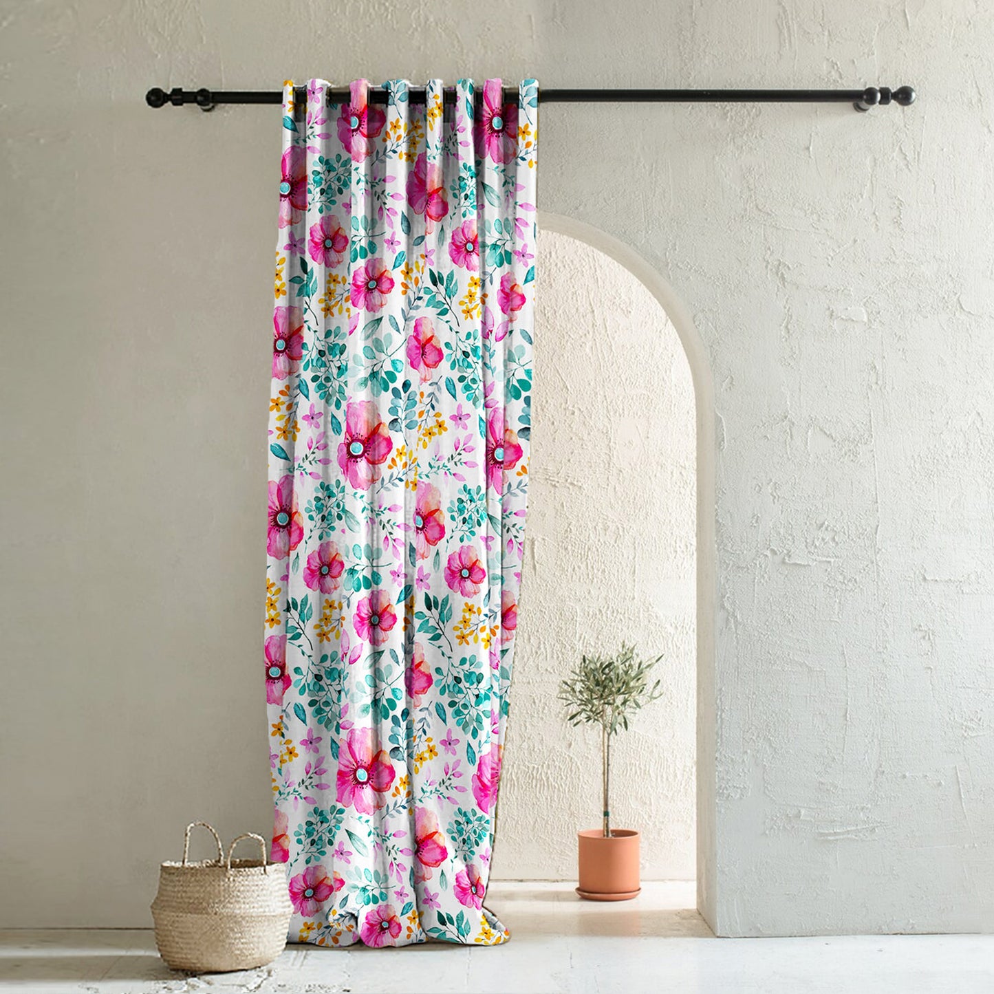 Elegant Floral Print Room Darkening Curtains- Set of 1pc - DS03A