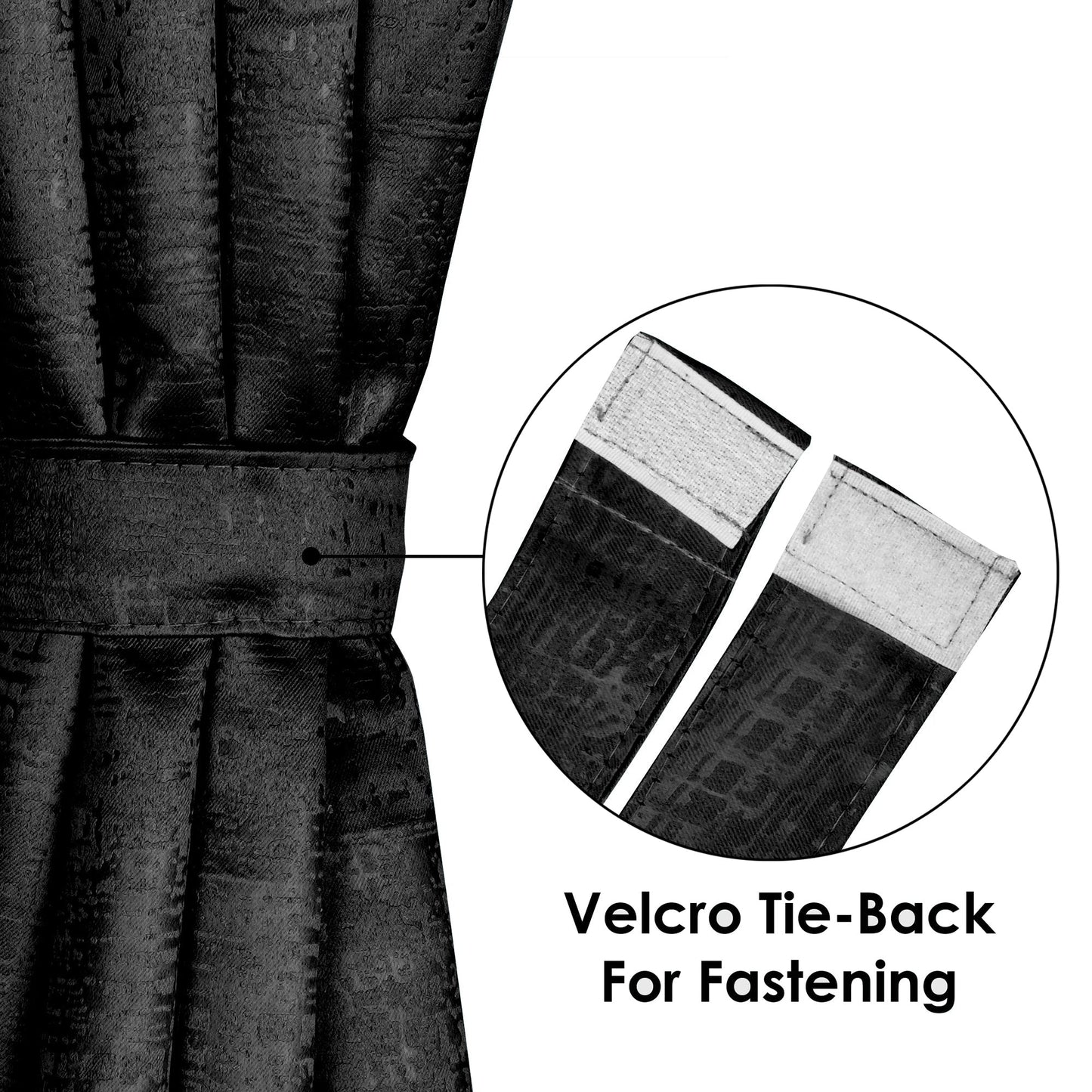 2 Pcs Black Grunge Blackout Emboss Faux Silk Room Darkening Window/Door/Long Door Curtains