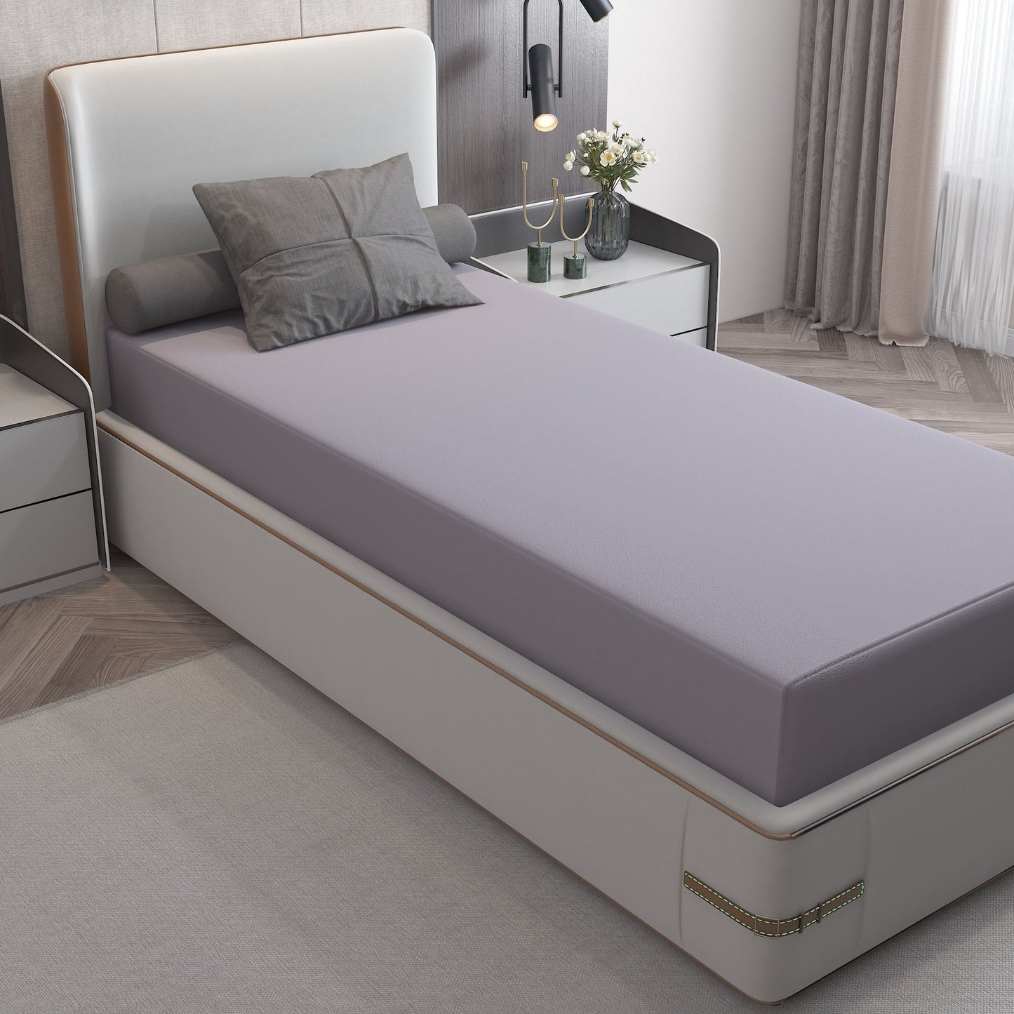Waterproof Mattress Protector with 360 Degree Elastic Strap, Cotts Wonder Lycra (Grey, Available in 16 Sizes)