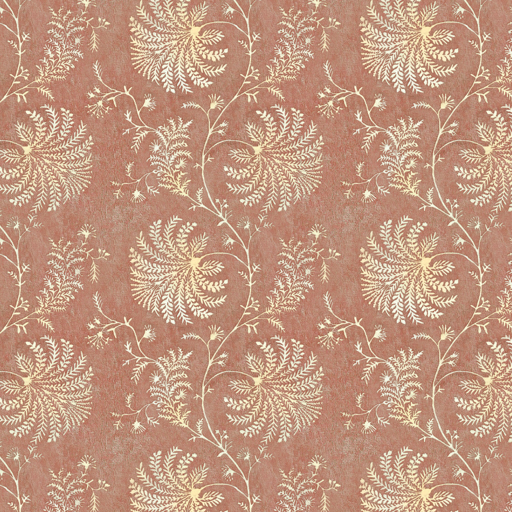 Vines of Heritage Indie Orange Heavy Satin Room Darkening Curtains Set Of 2 - (DS409A)