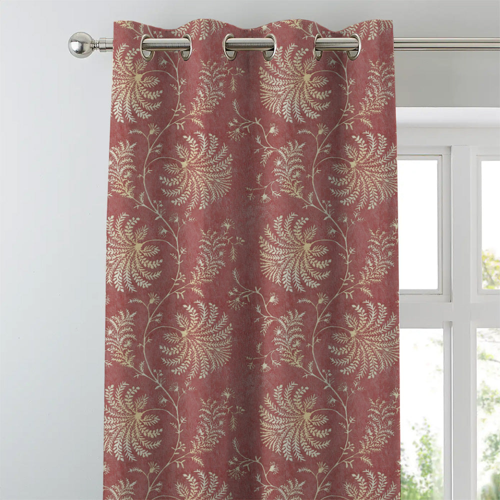 Vines of Heritage Indie Dusty Pink Heavy Satin Room Darkening Curtains Set Of 2 - (DS409B)