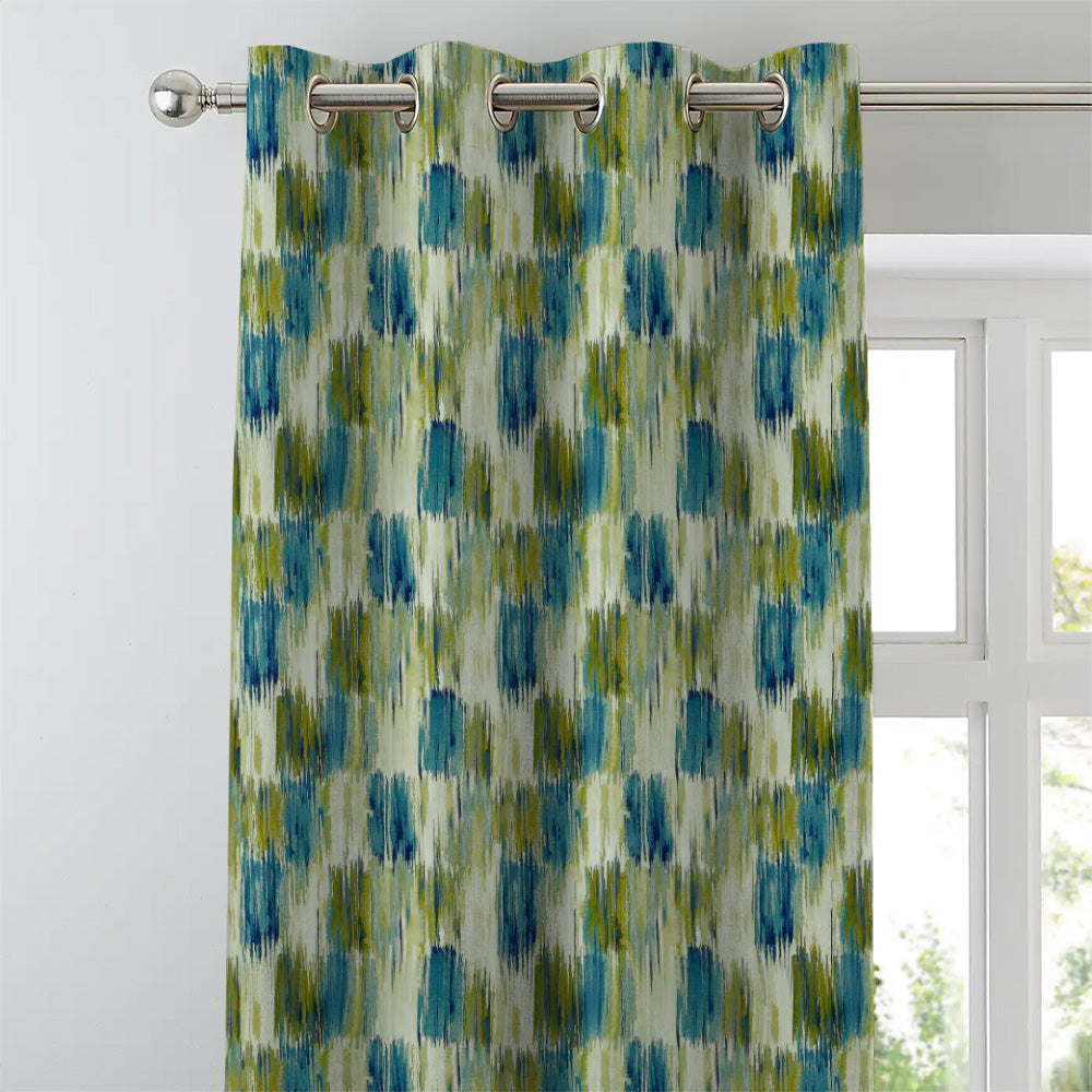 Elegent Geometric Print Matt Finish Room Darkening Curtain Set of 2 MTDS419A