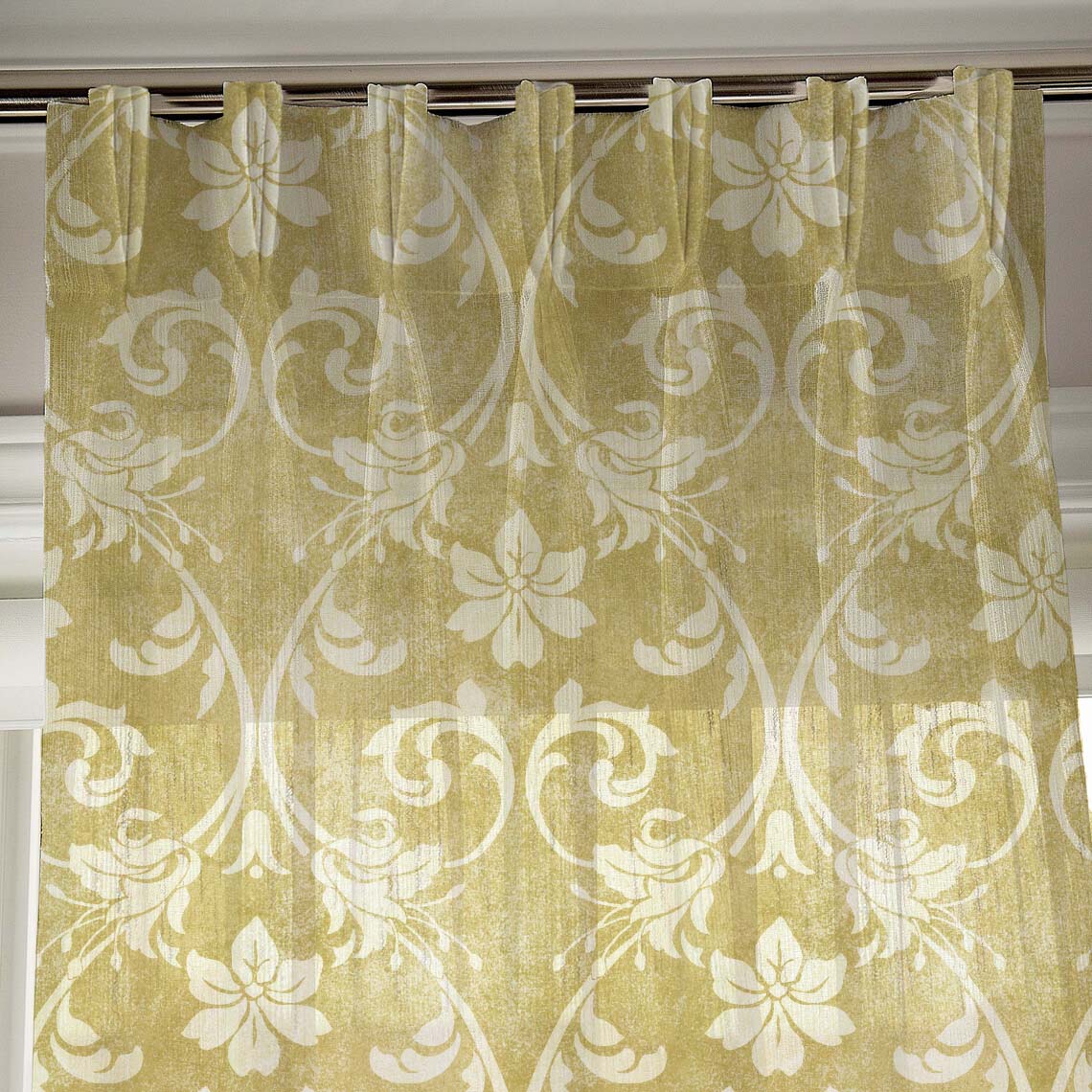 Elegant Ethnic and Damask Print Sheer Semi Transparent Curtain - Set of 2 -DS421B