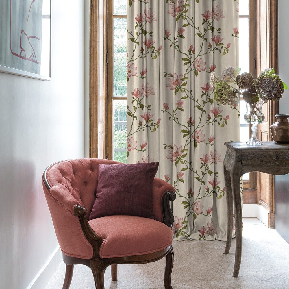 Elegant Floral Print Room Darkening Curtains Set of 2 DS427B