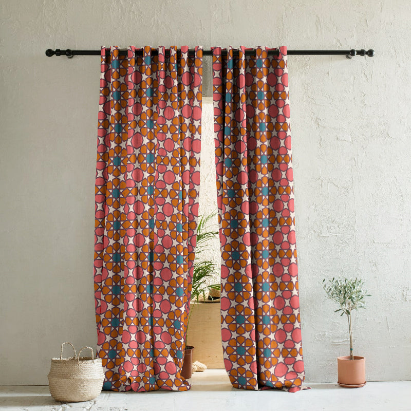 Desert Dream Indie Crepe Pink Heavy Satin Room Darkening Curtains Set Of 2 - (DS458C)