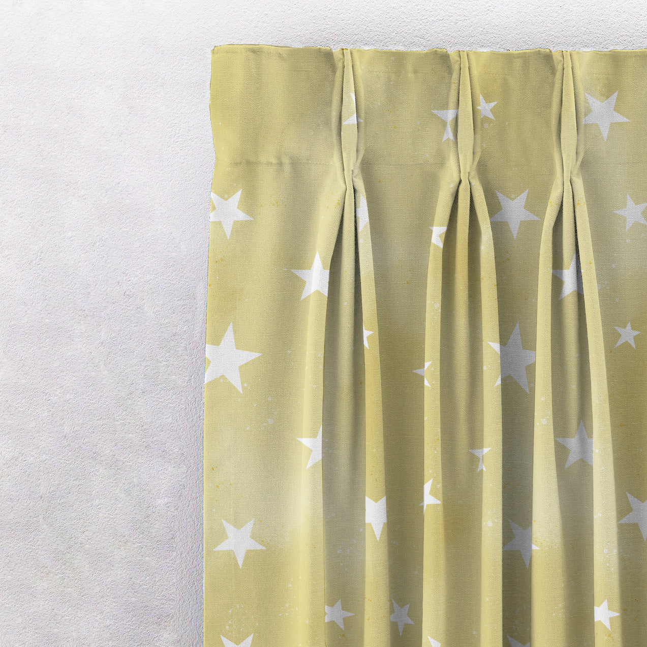 Starry Dreams Kids Lemon Yellow Heavy Satin Room Darkening Curtains Set Of 2 - (DS463B)