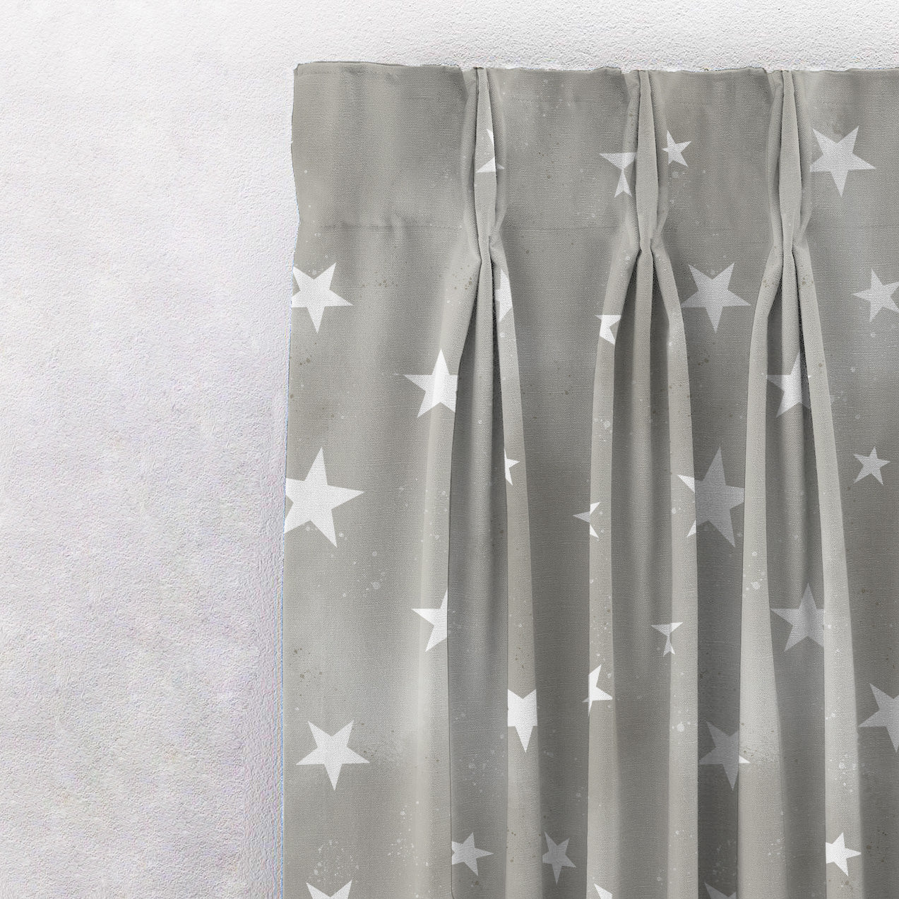 Starry Dreams Kids Ash Grey Heavy Satin Room Darkening Curtains Set Of 2 - (DS463E)