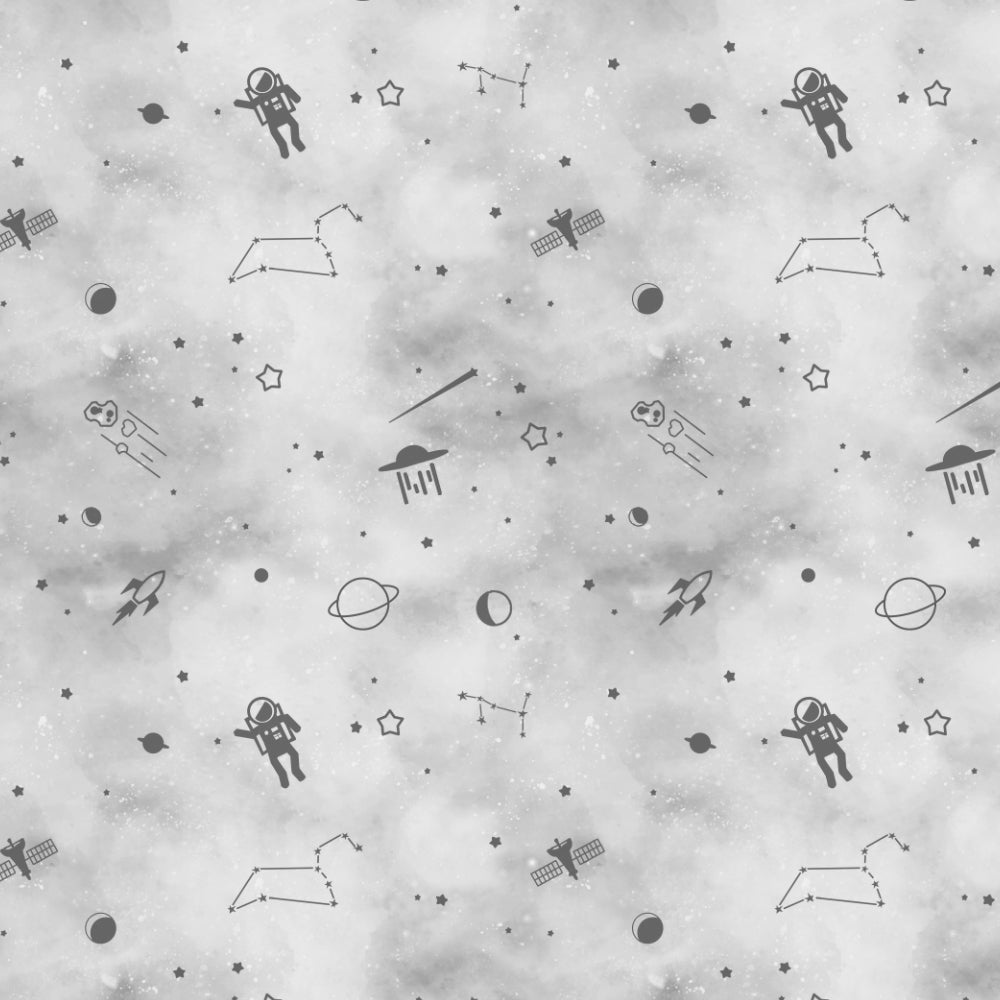 Playful Planets Kids Slate Grey Heavy Satin Room Darkening Curtains Set Of 2 - (DS465C)