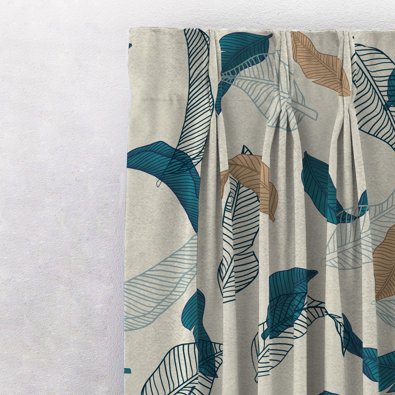 Elegant Floral & Ombre Print Combination Room Darkening Curtains - Set Of 4 Door Curtain (467AFRDM1) - Teal & Nude