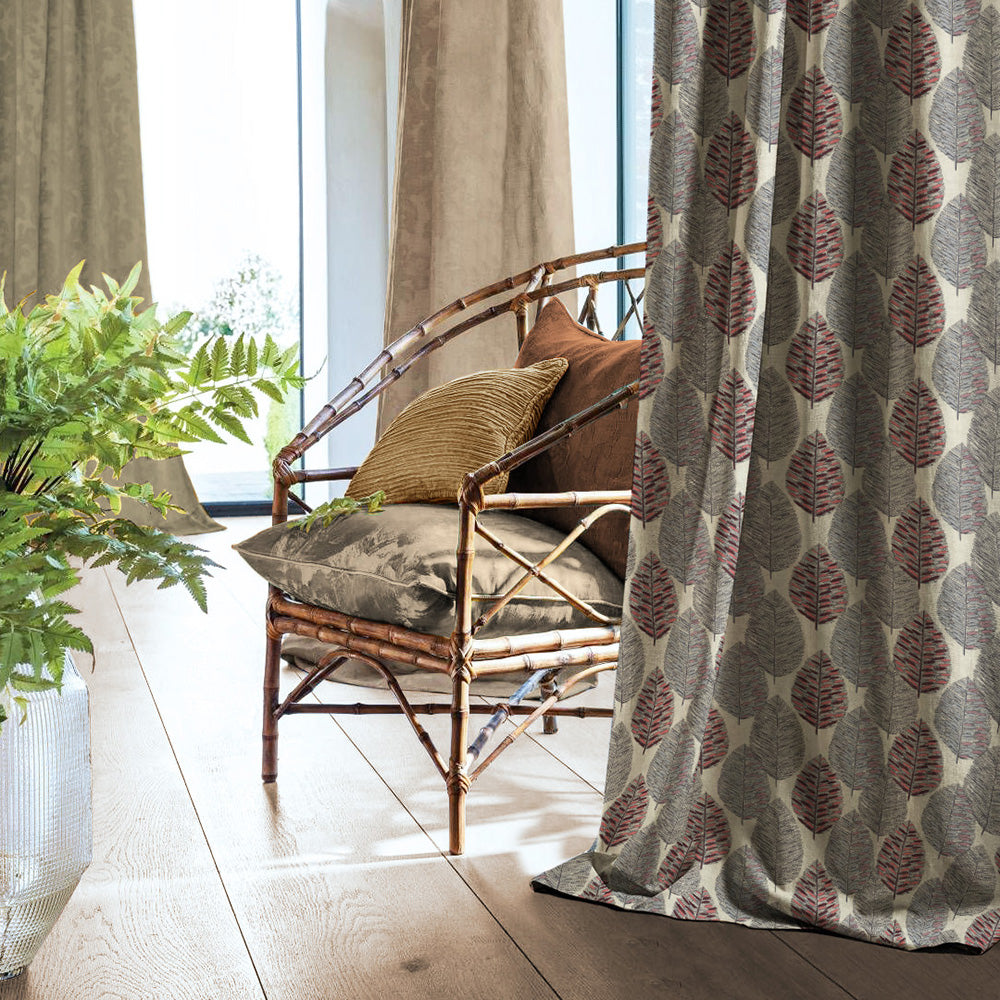Elegant Floral Print Room Darkening Curtains- Set of 2 -DS 480B