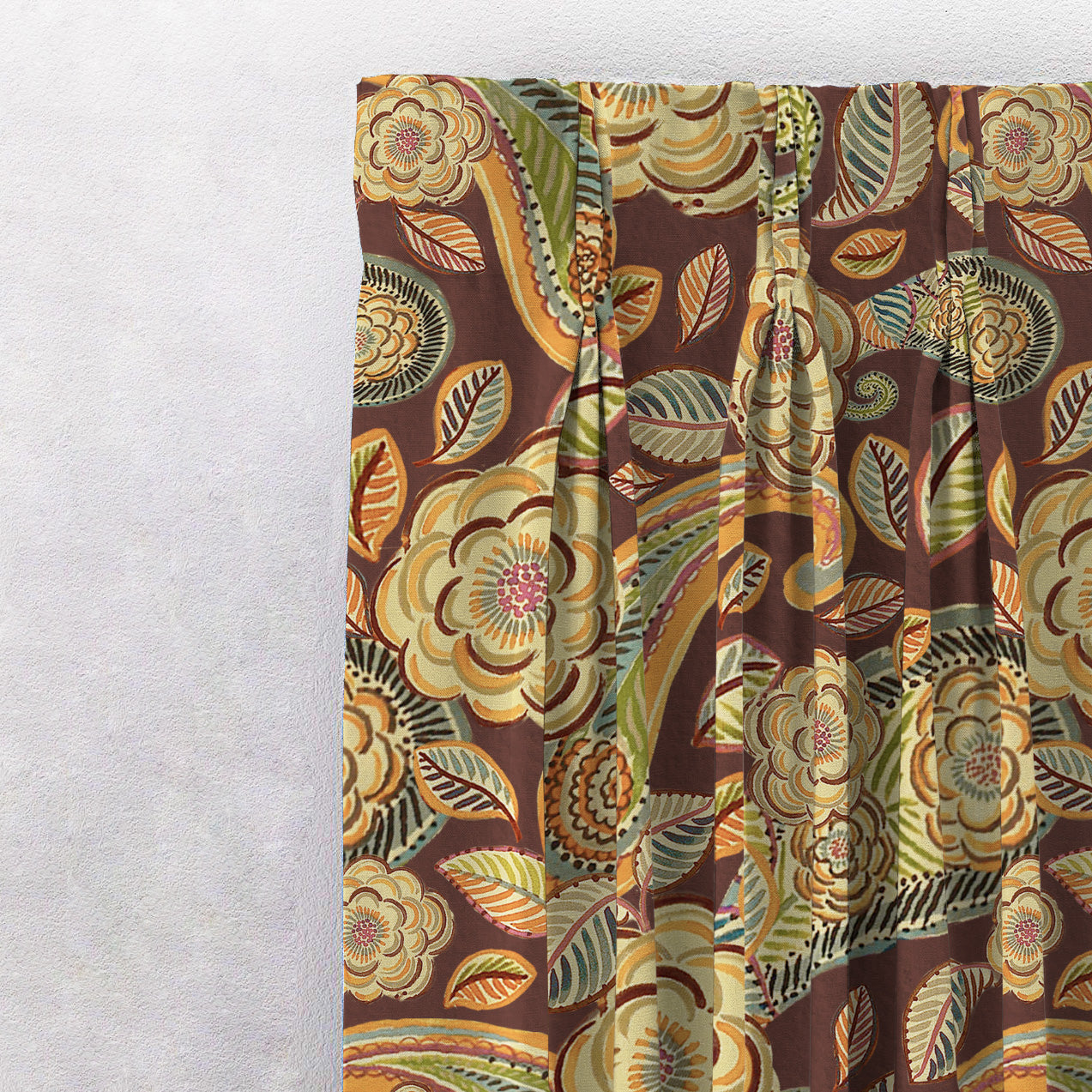 Urban Blooms Floral Cocoa Brown Heavy Satin Room Darkening Curtains Set Of 2 - (DS485C)