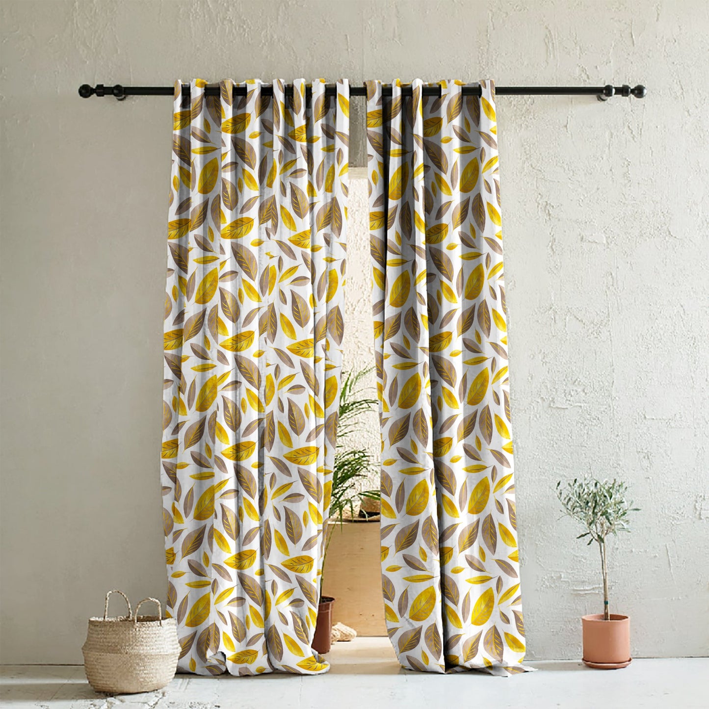 Elegant Floral Print Room Darkening Curtains Set of 2 DS48A