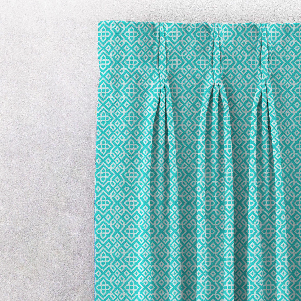Colorful Knots Indie Teal Heavy Satin Room Darkening Curtains Set Of 2 - (DS491B)