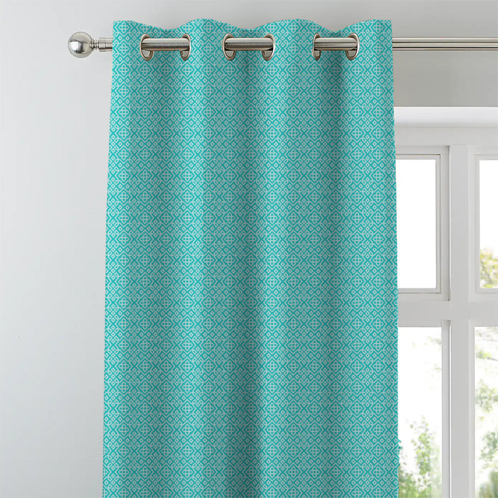 Colorful Knots Indie Teal Heavy Satin Room Darkening Curtains Set Of 2 - (DS491B)