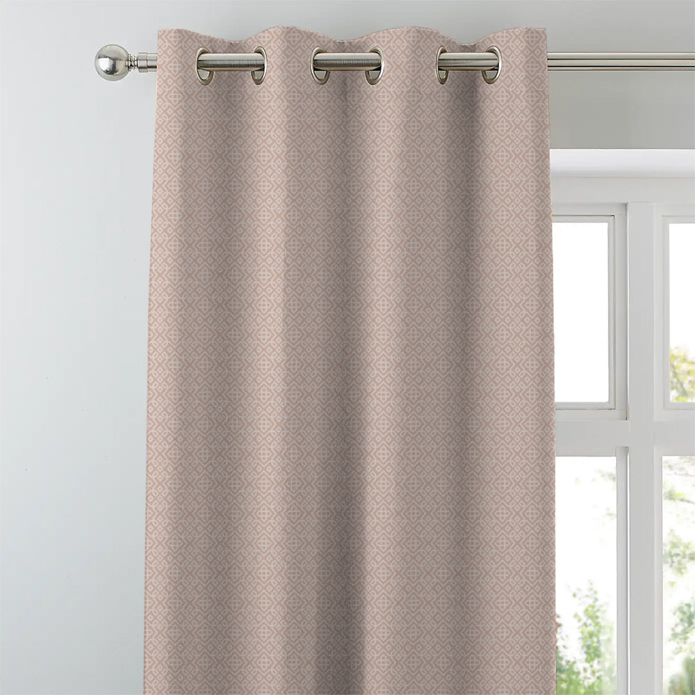 Colorful Knots Indie Rose Beige Heavy Satin Room Darkening Curtains Set Of 2 - (DS491D)