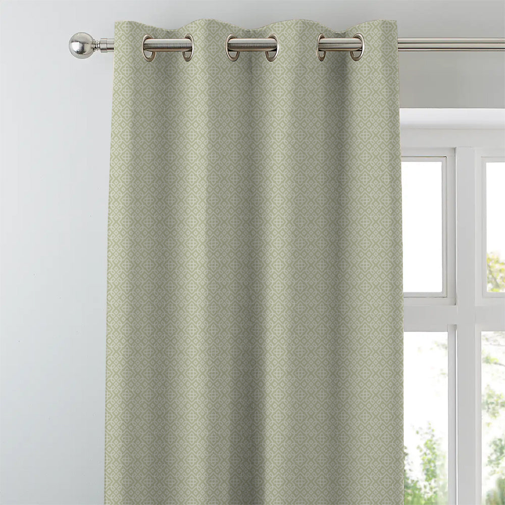 Colorful Knots Indie Pastel Green Heavy Satin Room Darkening Curtains Set Of 2 - (DS491F)