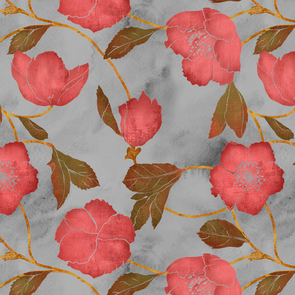 Elegant Floral Print Room Darkening Curtains- Set of 2 - DS494A