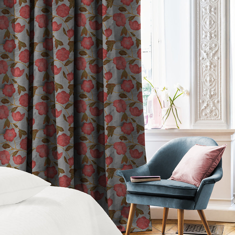 Elegant Floral Print Room Darkening Curtains- Set of 2 - DS494A