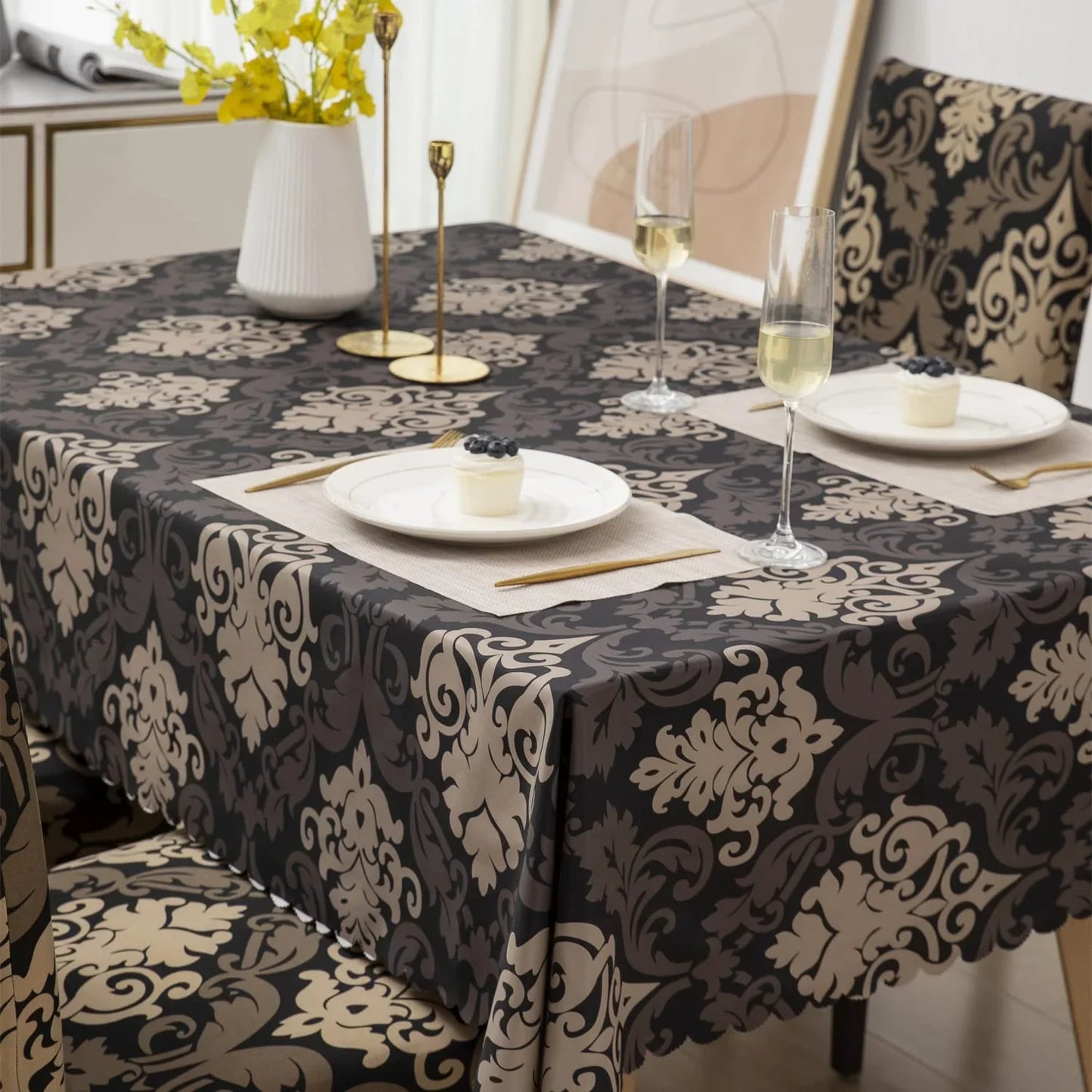 Brown Brocade - Luxury Quality Strechable & Dust-proof Chair & Table Cover