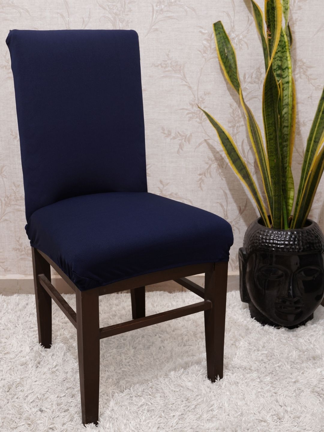 Navy Blue Solid Chair Cover