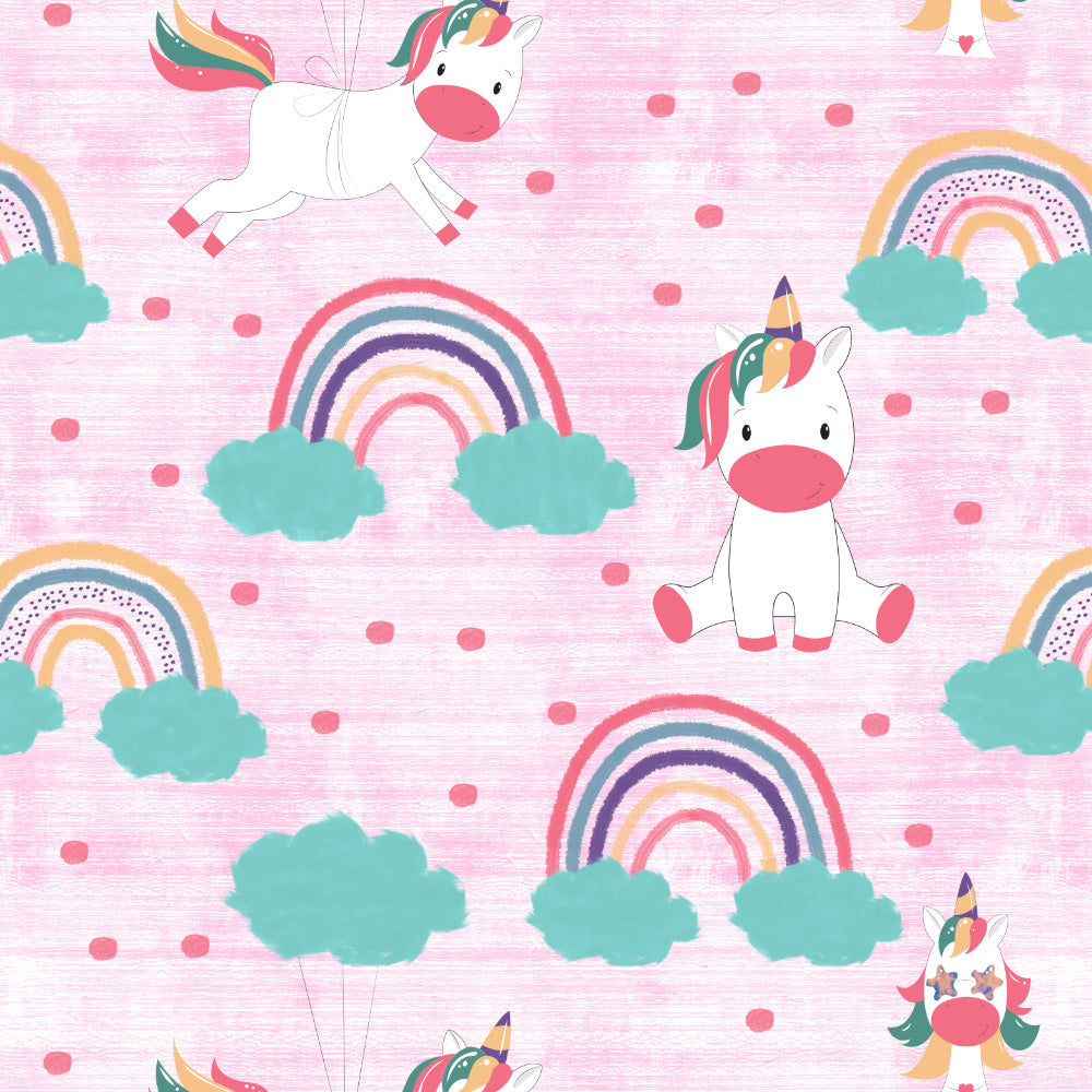 Unicorn Dreams Kids Pastel Pink Heavy Satin Room Darkening Curtains Set Of 2 - (DS510D)