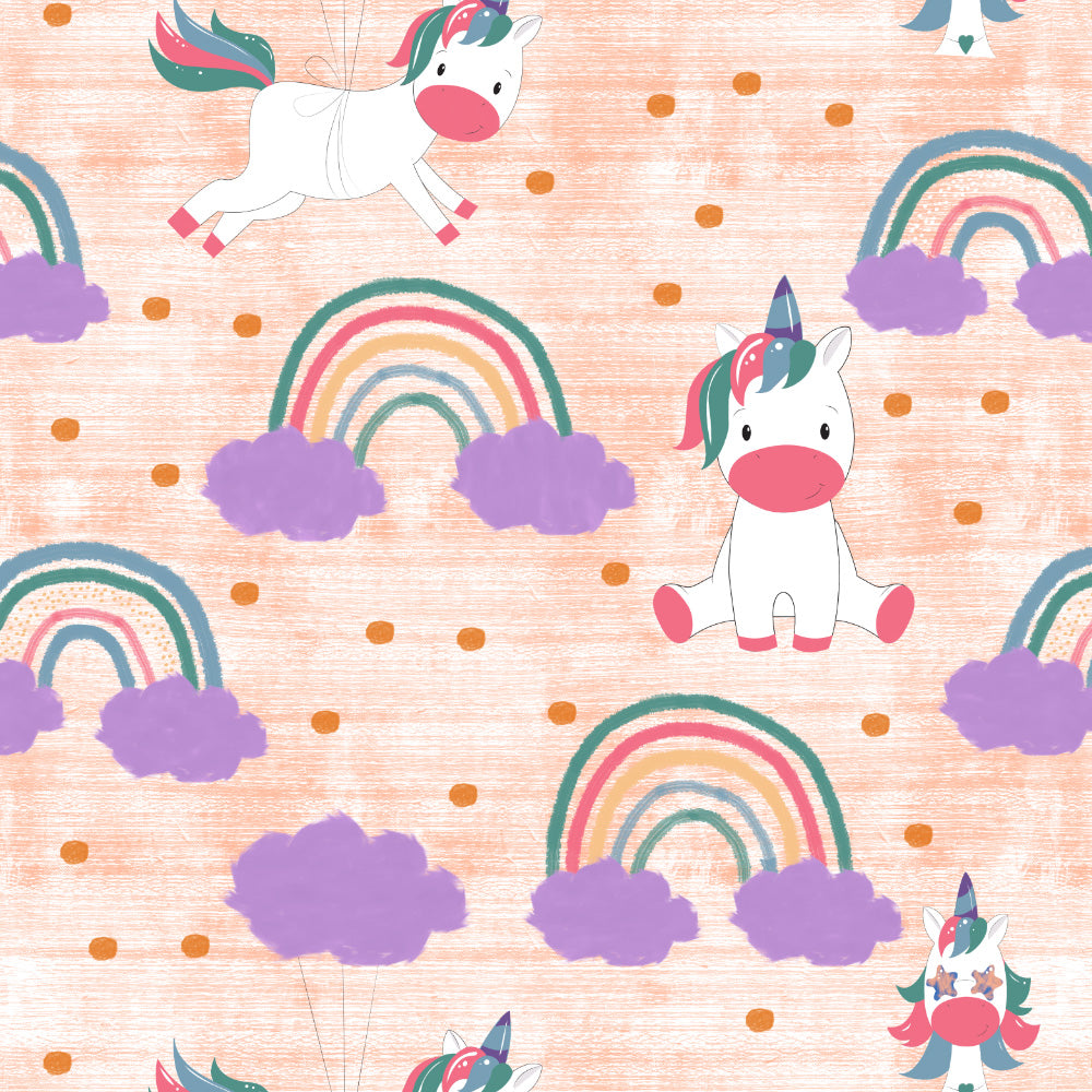 Unicorn Dreams Kids Orange Heavy Satin Room Darkening Curtains Set Of 2 - (DS510F)