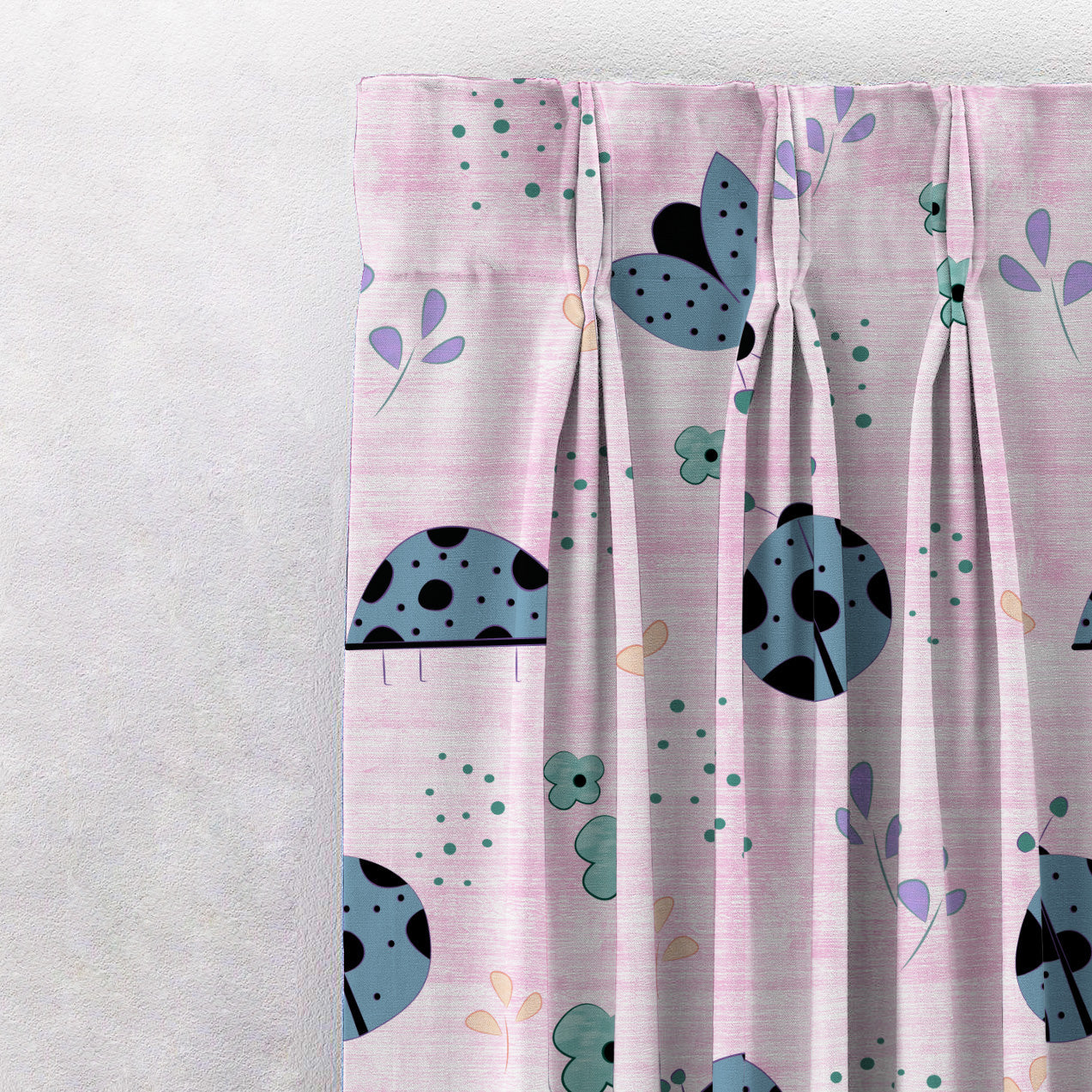 Buggy Bliss Kids Pastel Pink Heavy Satin Room Darkening Curtains Set Of 2 - (DS511D)