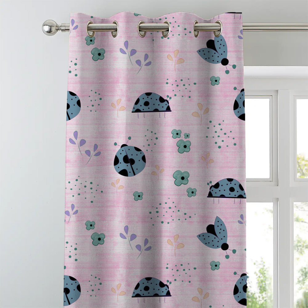 Buggy Bliss Kids Pastel Pink Heavy Satin Room Darkening Curtains Set Of 2 - (DS511D)