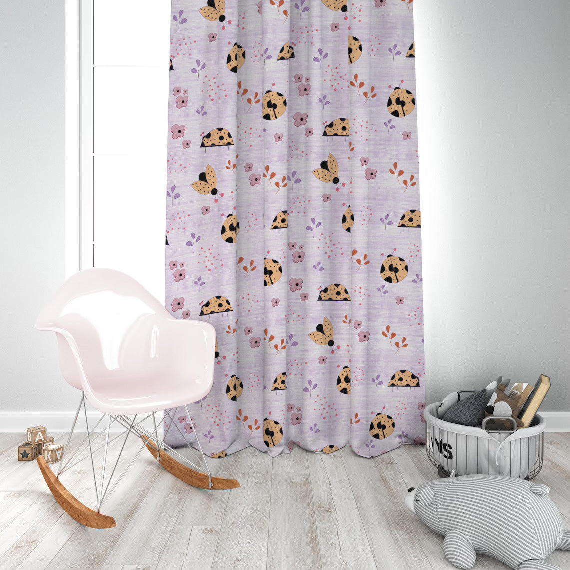 Buggy Bliss Kids Pastel Purple Heavy Satin Room Darkening Curtains Set Of 2 - (DS511E)