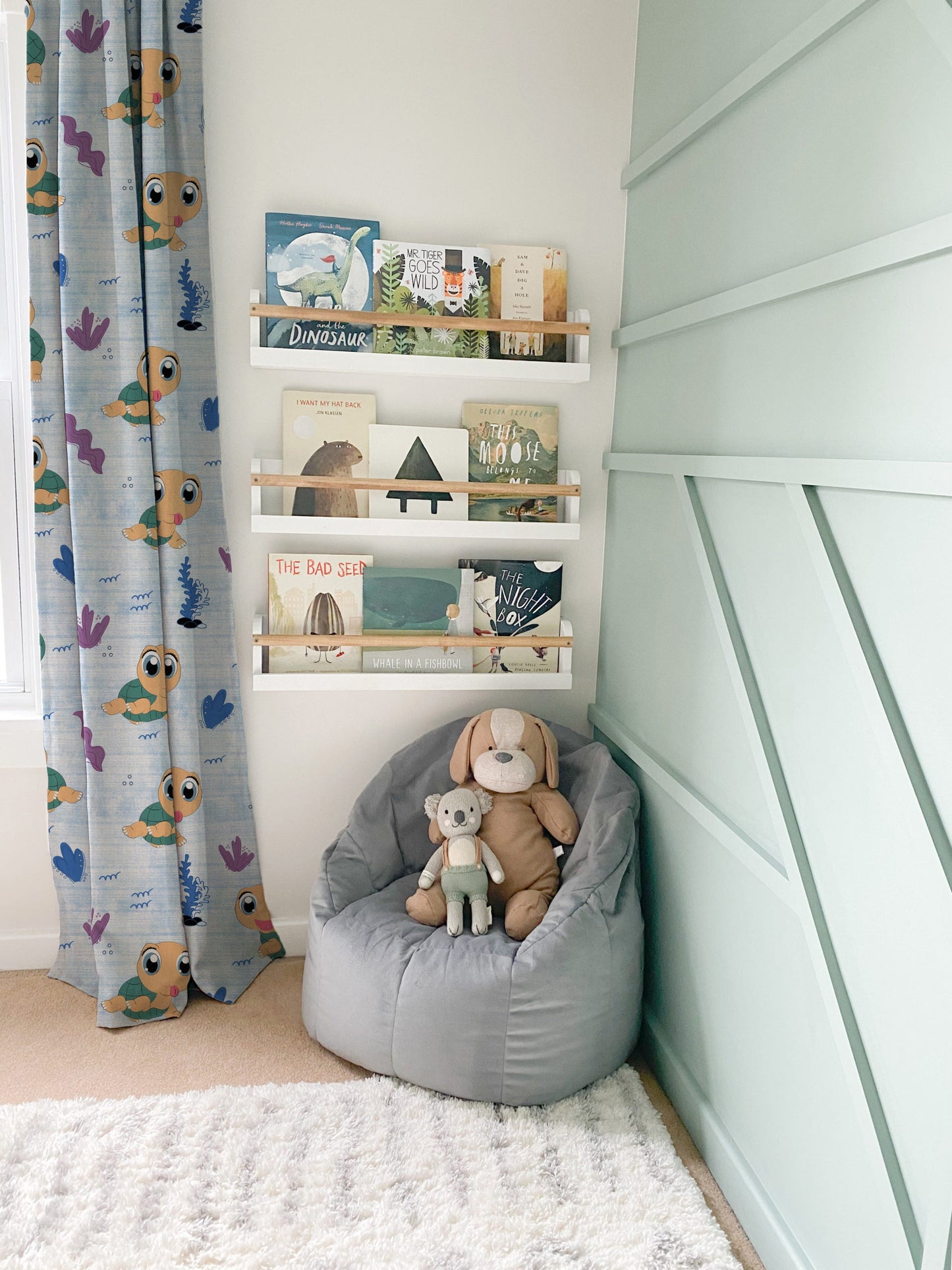 Turtle Tales Kids Sky Blue Heavy Satin Room Darkening Curtains Set Of 2 - (DS513A)