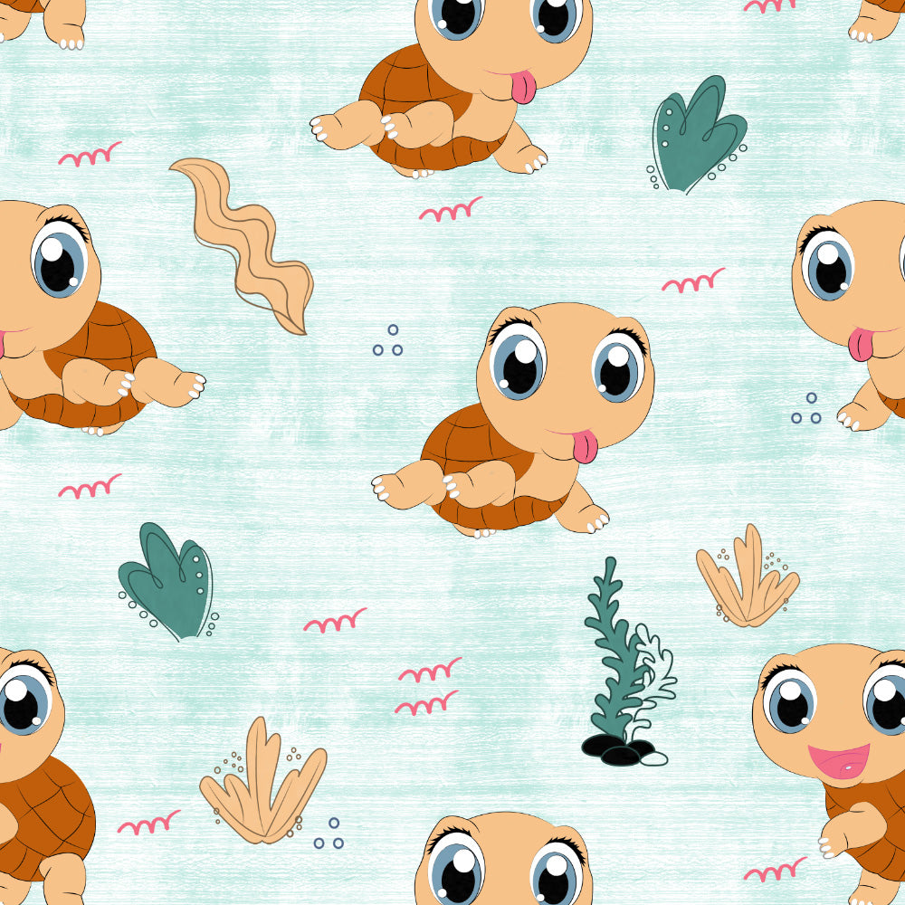 Turtle Tales Kids Mint Green Heavy Satin Room Darkening Curtains Set Of 2 - (DS513C)
