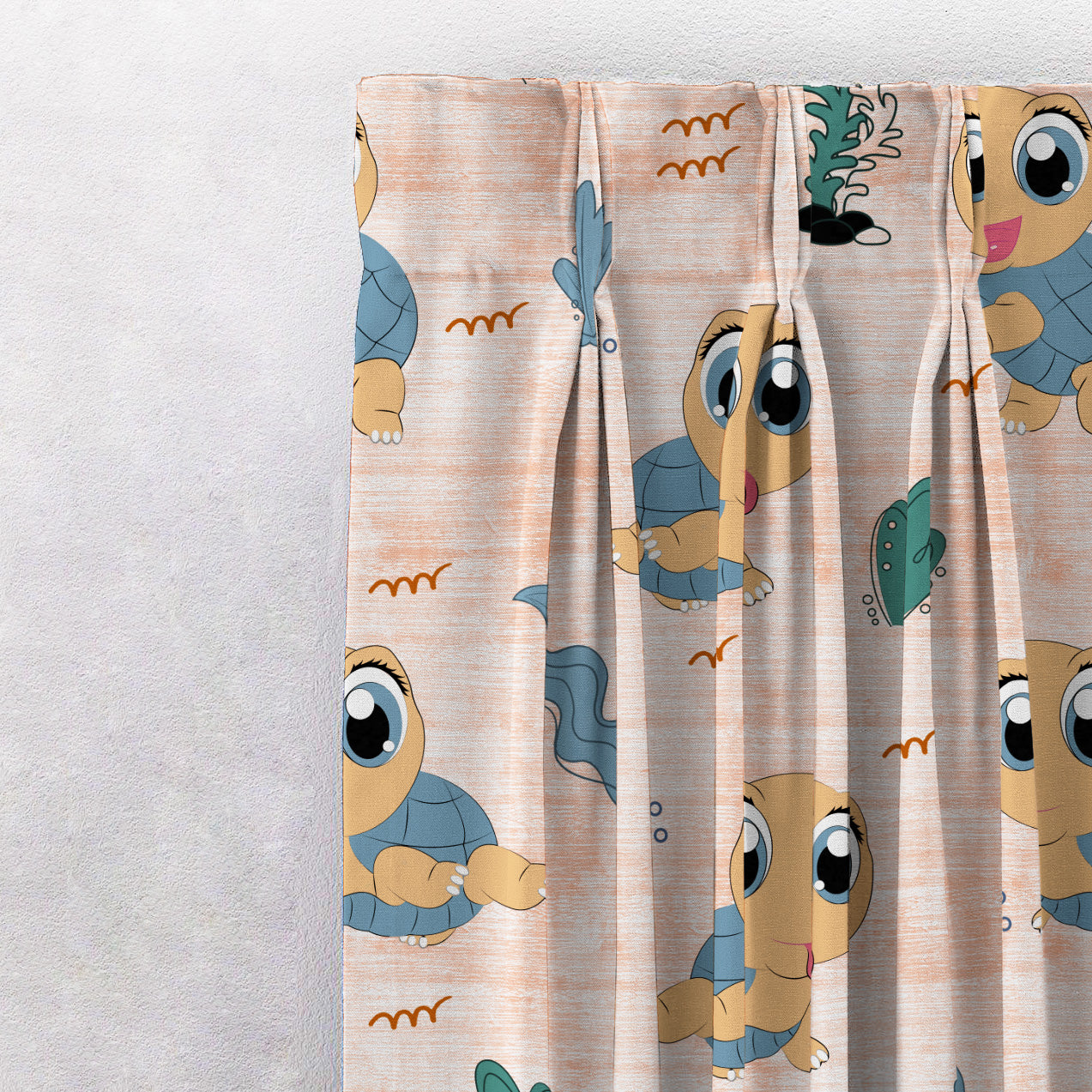Turtle Tales Kids Orange Heavy Satin Room Darkening Curtains Set Of 2 - (DS513F)