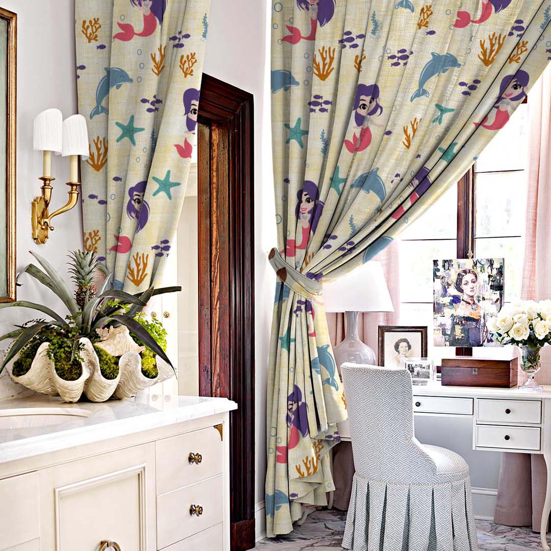 Elegant Kids Print Room Darkening Curtain - Set of 2 - DS514B