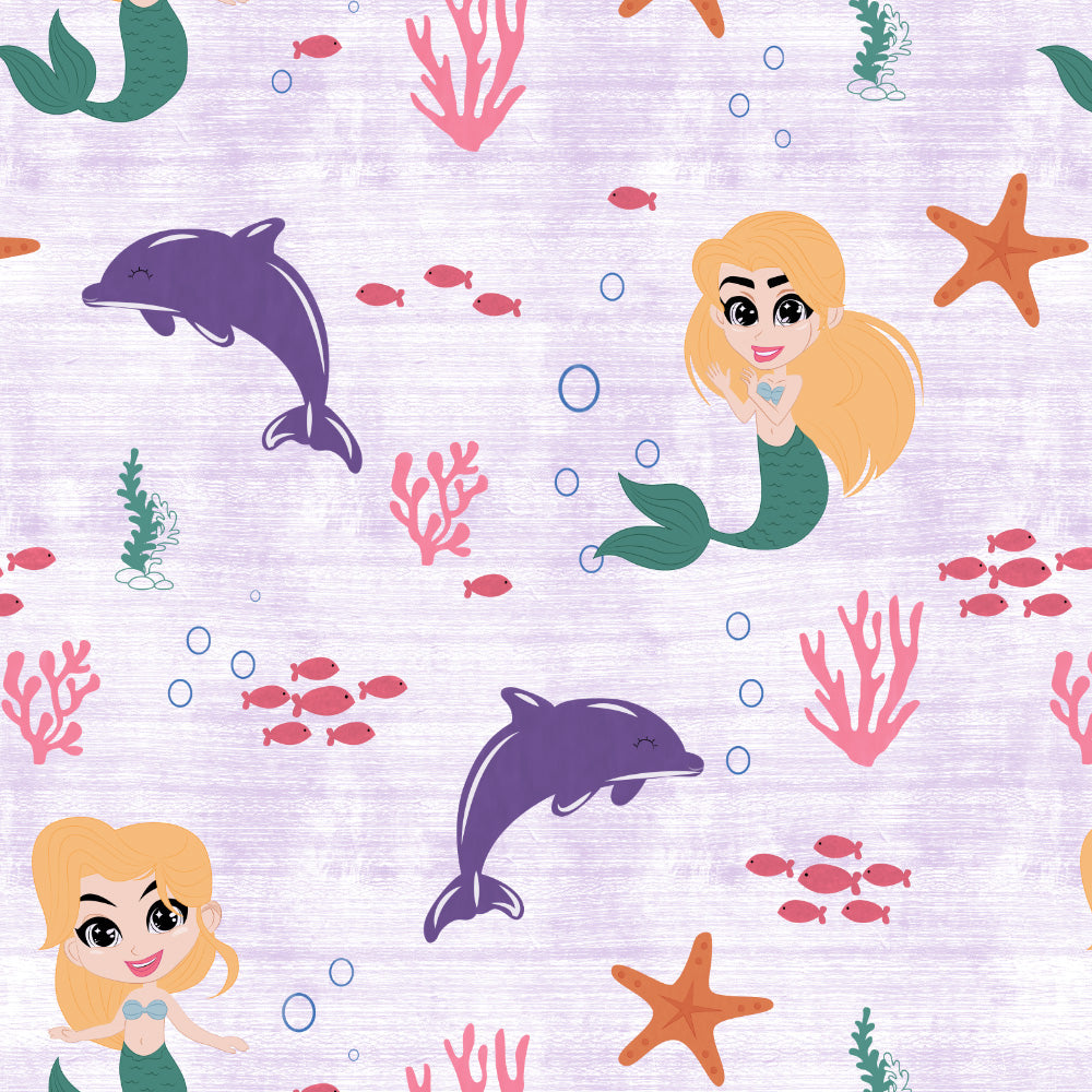 Magical Marine Kids Pastel Purple Heavy Satin Room Darkening Curtains Set Of 2 - (DS514E)
