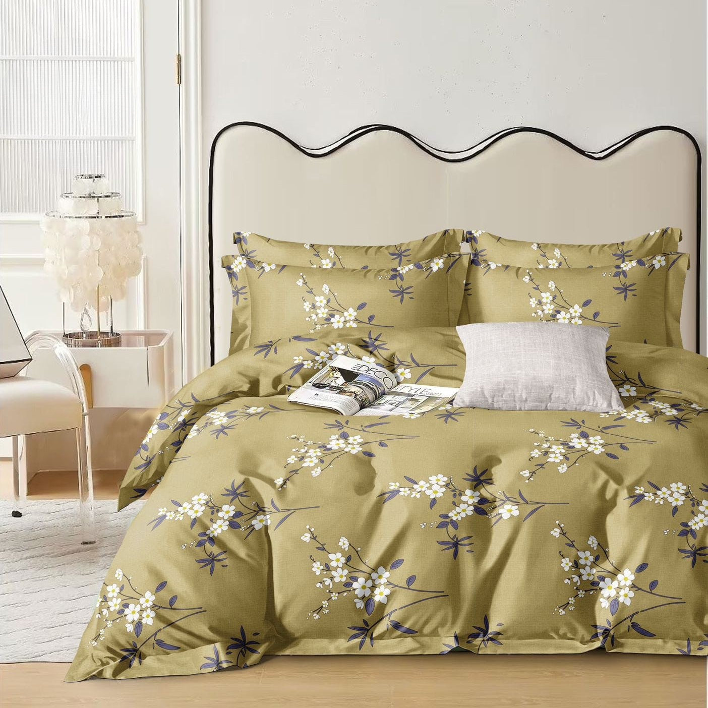 Sunny Flower 210 TC Cotton Blend Flat King Bedsheet