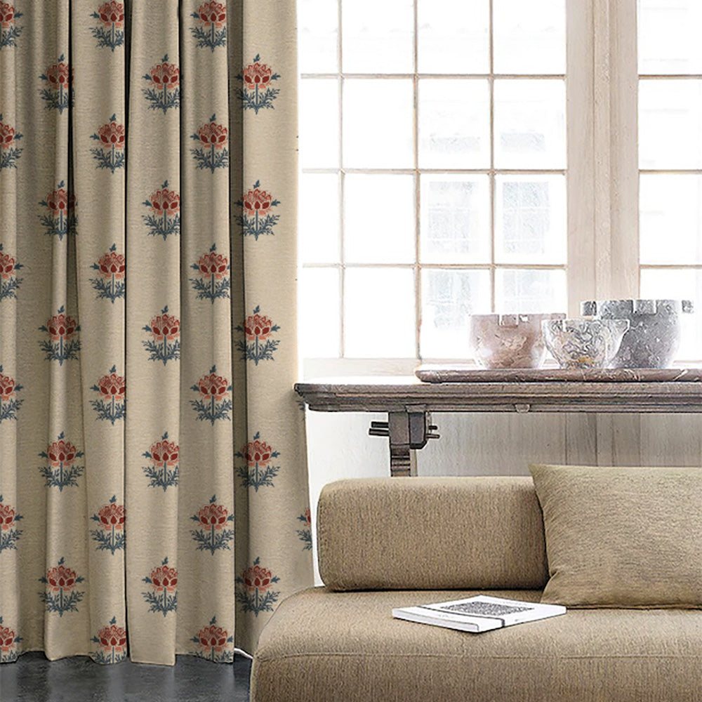 ButtaBliss Indie Carmine Red Heavy Satin Room Darkening Curtains Set Of 2 - (DS521A)
