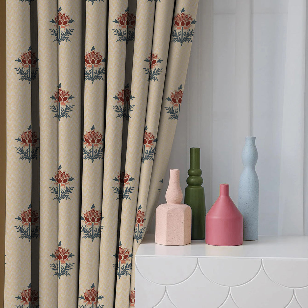ButtaBliss Indie Carmine Red Heavy Satin Room Darkening Curtains Set Of 2 - (DS521A)