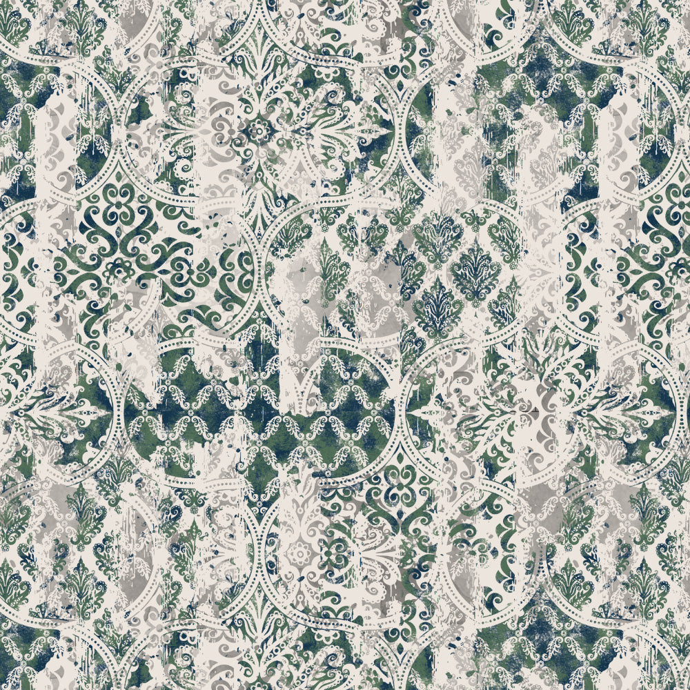 Damask Delight Indie Pear Green Heavy Satin Room Darkening Curtains Set Of 2 - (DS524C)