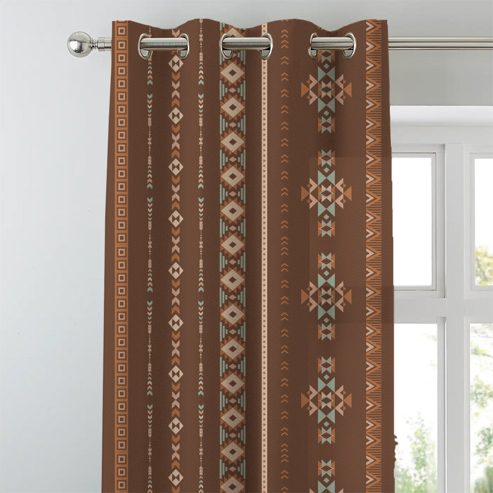 Digital Boho Printed Twill Textured Room Darkening Curtains Set Of 2 - DS529A