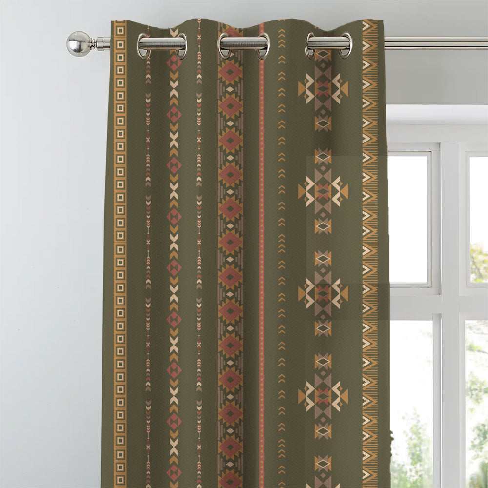 Digital Boho Printed Twill Textured Room Darkening Curtains Set Of 2 - DS529C