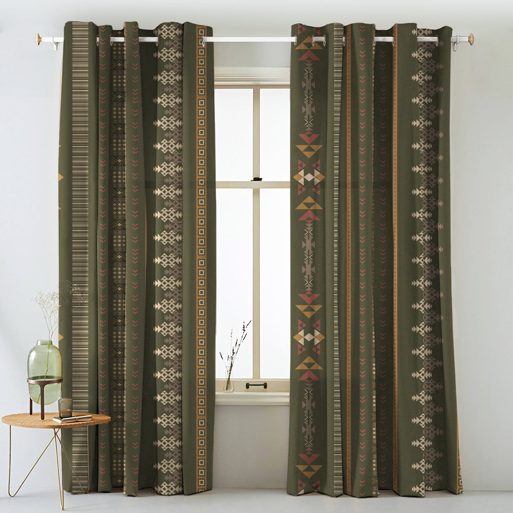 Digital Boho Printed Twill Textured Room Darkening Curtains Set Of 2 - DS529C