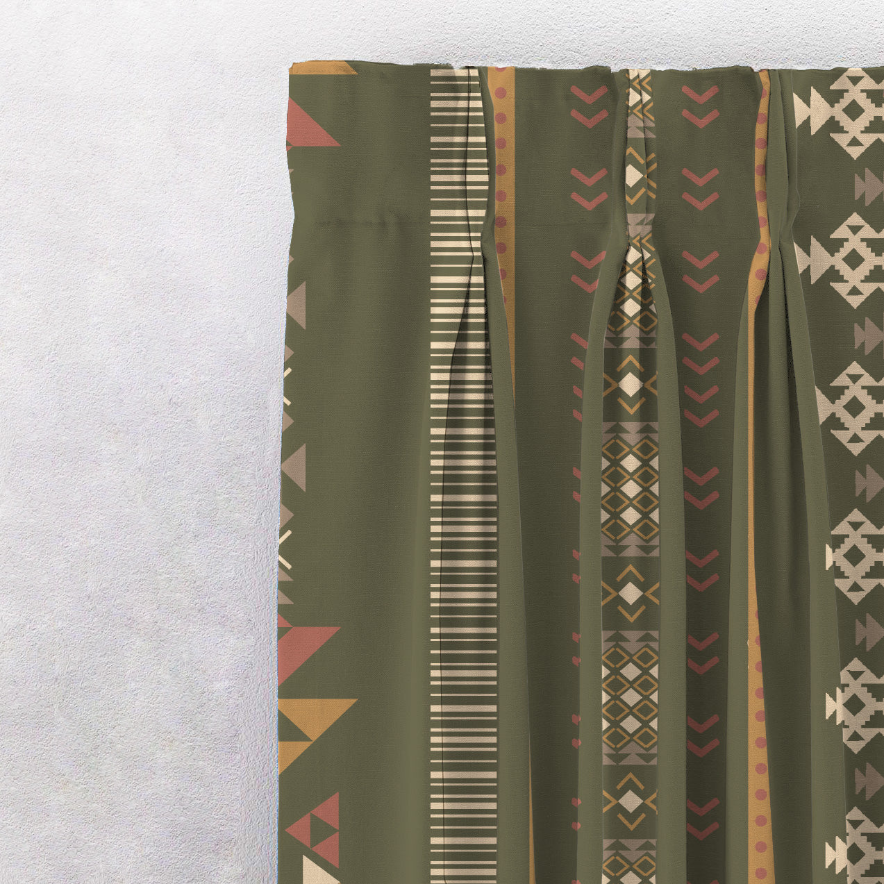 Digital Boho Printed Twill Textured Room Darkening Curtains Set Of 2 - DS529C