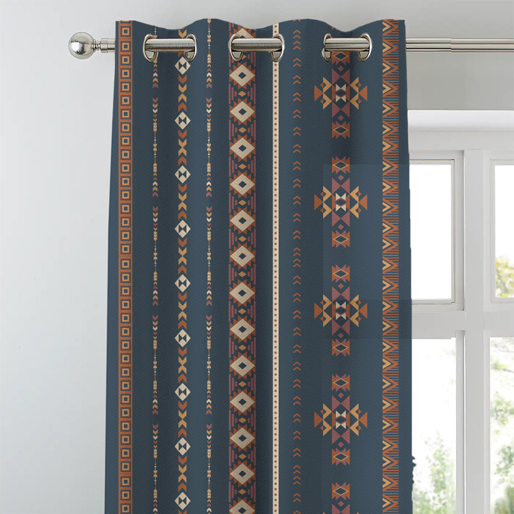 Digital Boho Printed Twill Textured Room Darkening Curtains Set Of 2 - DS529E