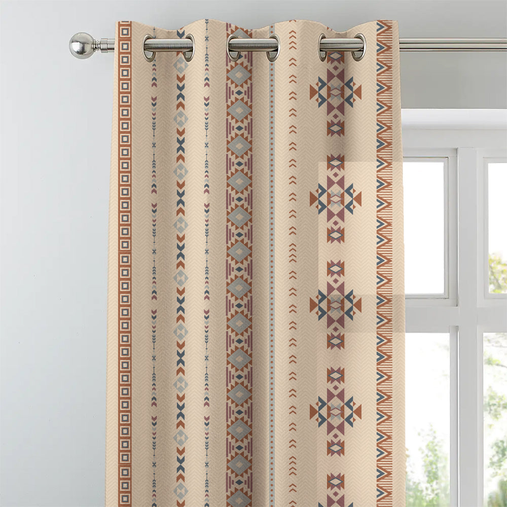 Digital Boho Printed Twill Textured Room Darkening Curtains Set Of 2 - DS529F