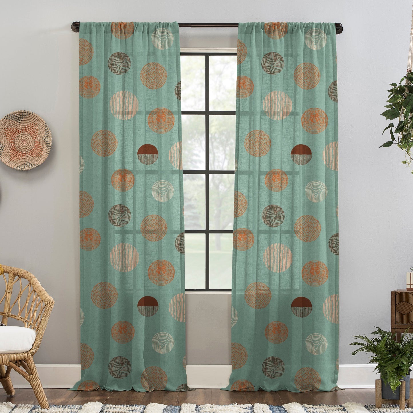 Digital Boho Printed Twill Textured Room Darkening Curtains Set Of 2 - DS530B