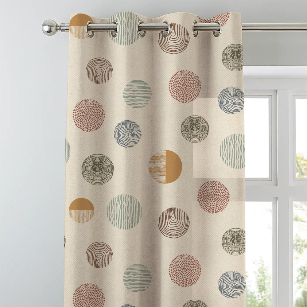 Digital Boho Printed Twill Textured Room Darkening Curtains Set Of 2 - DS530C