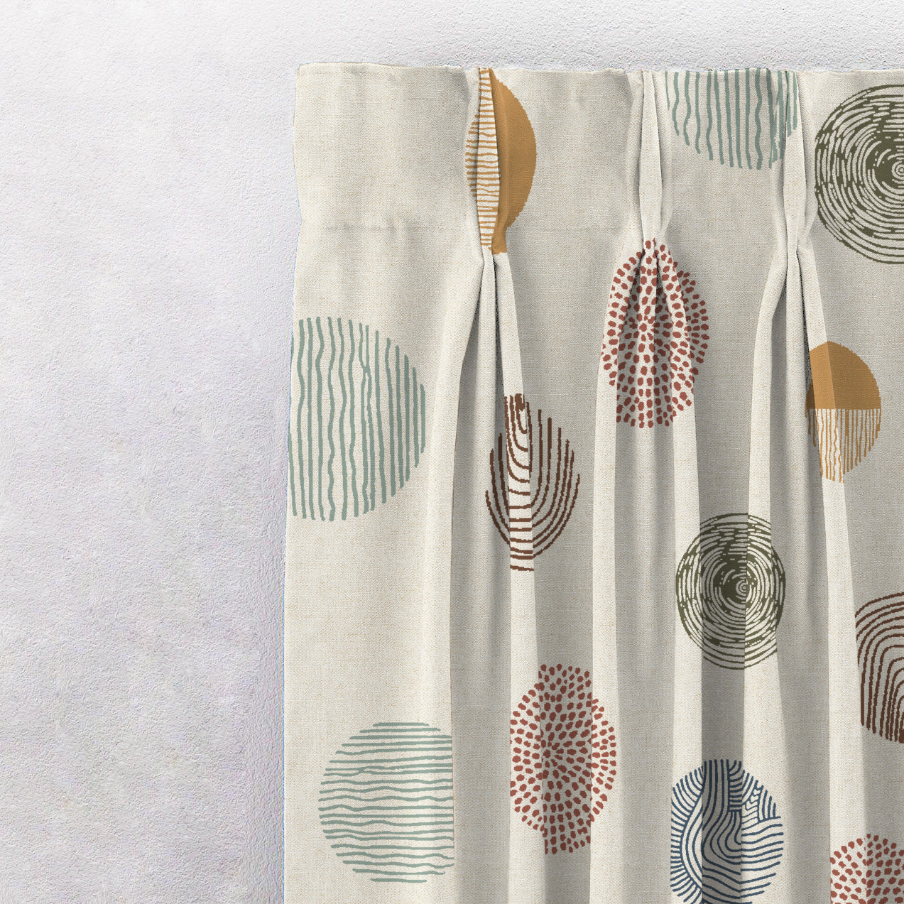 Digital Boho Printed Twill Textured Room Darkening Curtains Set Of 2 - DS530C